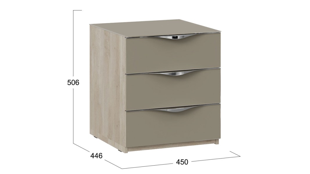 Тумба прикроватная 3 ящика Глосс